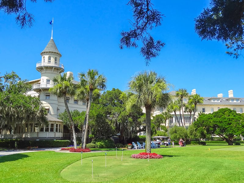 colorful grounds of a regal-looking resort