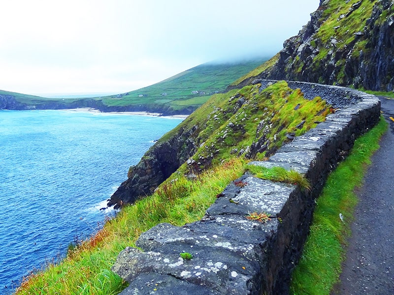 a wall alongside a road on the Dingle Pensinsula -- Dingle Ireland