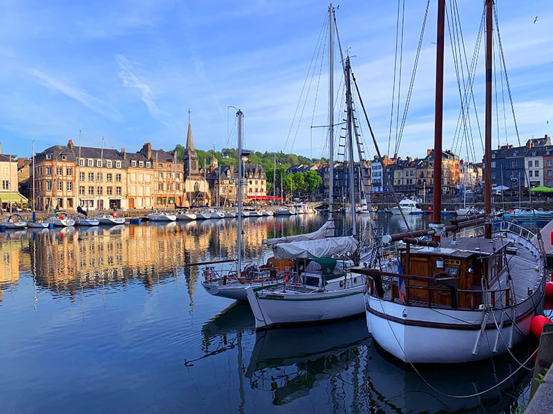 boats in the harbor of Honfleur, seen on a trip to Normandy from Paris