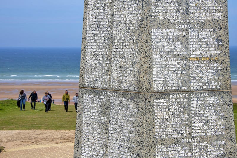 A D-day monument on Omaha beach seen on a trip to Normandy from Paris