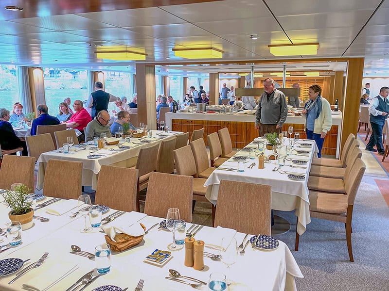 the dining room on a Viking river cruise Paris to Prague