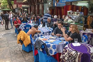 colordul outdoor cafes in Fez Morocco