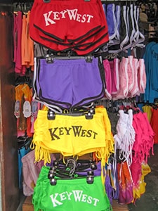 colorful bathing suits hanging ia store